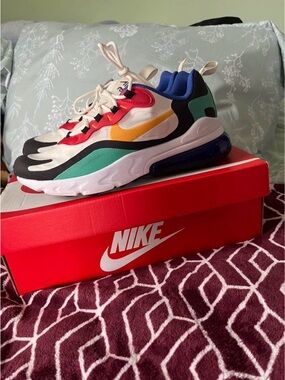 Nike Kids Multicolor Air Max Style Sneaker - White, Blue, Green, Yellow, Red